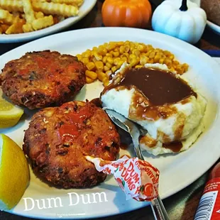 Salmon Patties dinner only 8 bucks Wowed