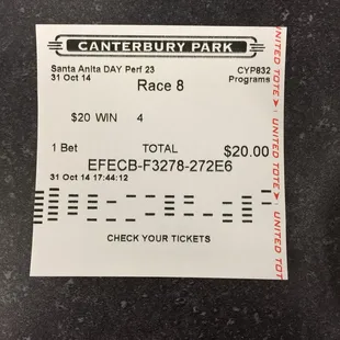 Either a winning bet or a valued tax receipt!