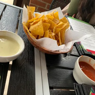 Chips come with salsa and queso!