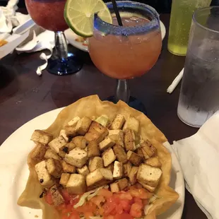 Tofu taco salad &amp; skinny strawberry margarita