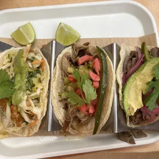 Baja Shrimp, Carnitas, Carne Asada