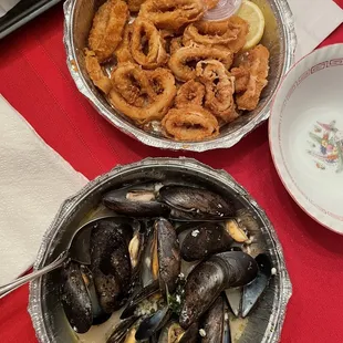 Calamari Fritti and Mussels Caprese