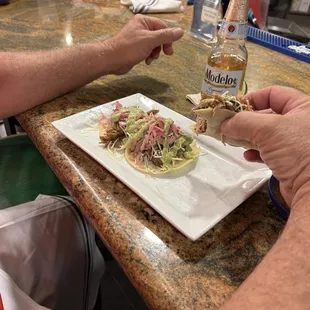 Carnitas Street Taco and a Modelo