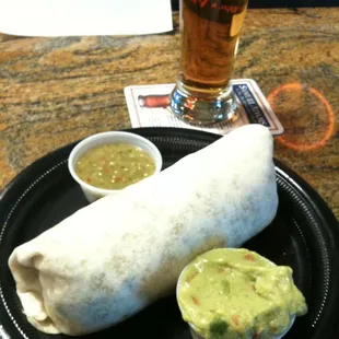 Burrito with a side of guacamole