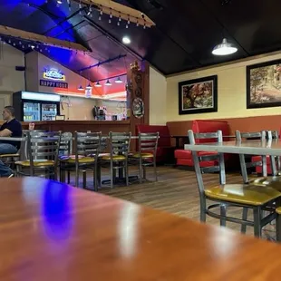 tables and chairs in a restaurant