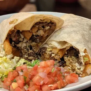 Breakfast Burrito - the carne asada is DELICIOUS but so fatty.  There&apos;s barely any egg, but the meat is SO good.