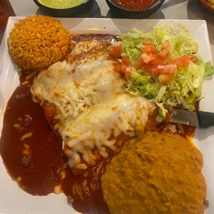 Red meat enchiladas plate