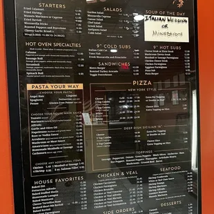 menu and prices