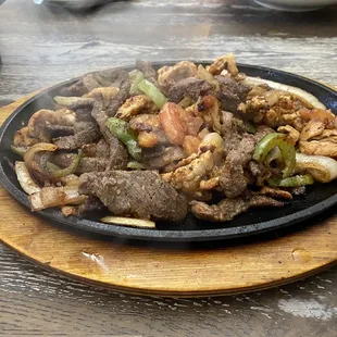 Steak &amp; Chicken fajitas!!!  The seasoning was out of this world!
