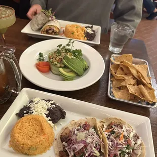 Ceviche, Al pastor tacos, Al pastor burrito.