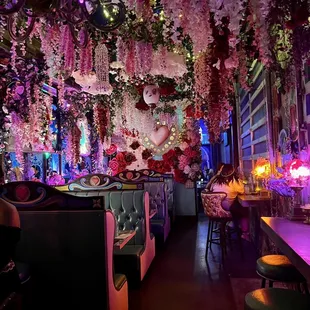 Walkway and booths to the back