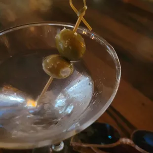 Tito&apos;s martini with 3 blue cheese olives