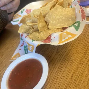 Complimentary chips and salsa