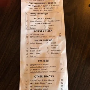 Food menu