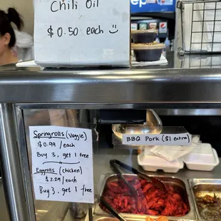 Sides and chili oil prices