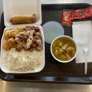 Honey walnut shrimp,teriyaki chicken ,curry chicken and highly recommend Steak Egg Roll.