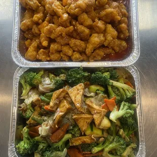 Orange chicken Bean Curd w. Mixed vegetable