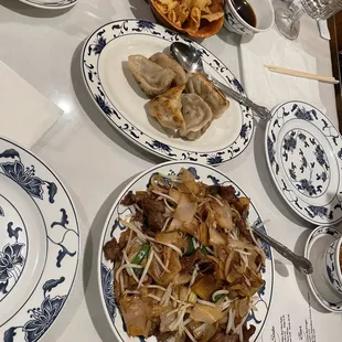 Dumplings, Beef Chow Fun