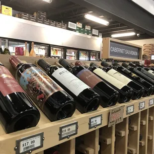 rows of wine bottles