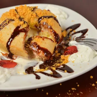 When dining in on birthday, you get a free fried ice cream cake.