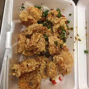 Fried spiced jumbo shrimp