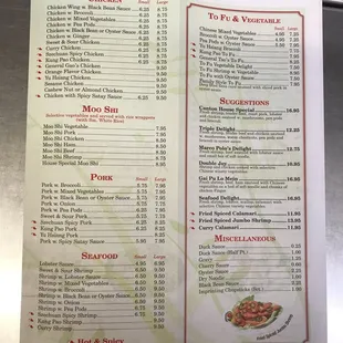 menu