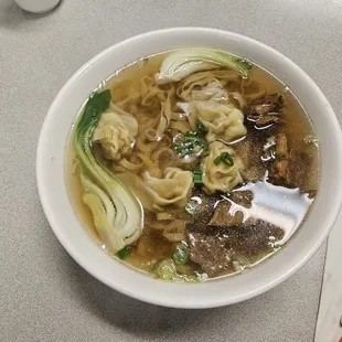 Wonton and beef brisket noodle soup