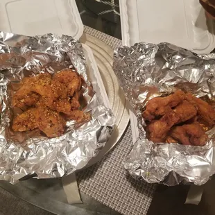 Roasted and honey garlic wings