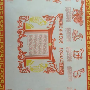 Points for having the traditional zodiac place mat!