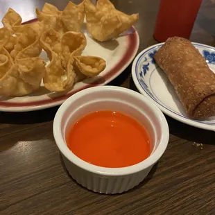 Rangoons and egg roll