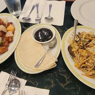 Our dinner food spread for a table of 4.