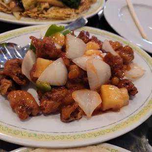 Sweet and Sour Pork.  Nicely battered and also typical Americanized Chinese food.