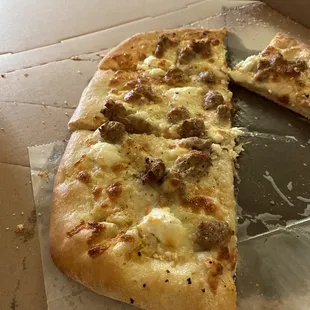 Sicilian white pizza! We added meat