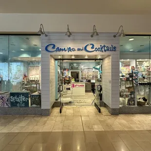 Front Entrance to Canvas &amp; Cocktails. Inside of Park Meadows Mall.