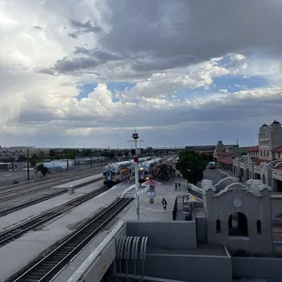 a train pulling into a station