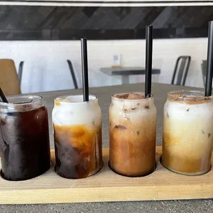 Plain Cold Brew, Salted Caramel, Mocha and Horchata