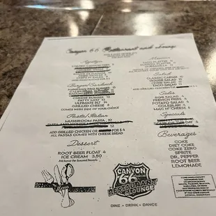 A copy of an original menu with many items blocked out