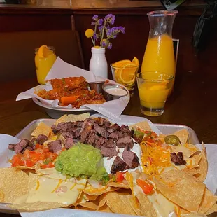 Beef Nachos Dinner and wings