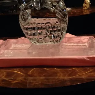 Easter basket ice sculpture/ seafood display.