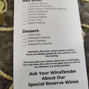 menu