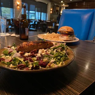 two plates of food on a table