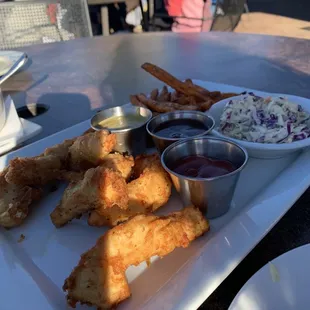 Chicken tenders, sweet potato fries &amp; southwest coleslaw
