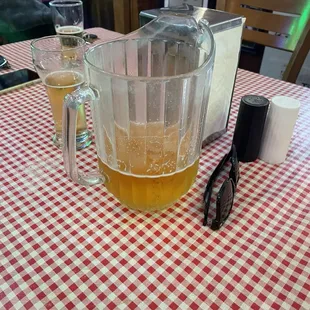 pitcher of coors light lol - usually stella. they also have pliny