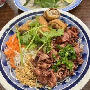 Char Coal Pork &amp; Egg Rolls with Vermicelli