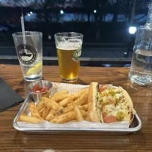 Hot dog and fries.