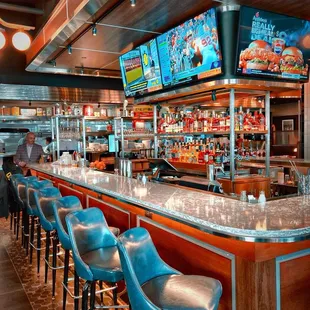 The dining room is warm and comfortable, with an upscale, vintage inspired atmosphere.