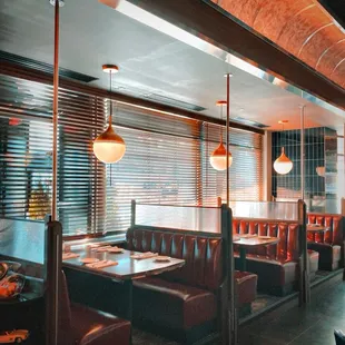 The dining room is warm and comfortable, with an upscale, vintage inspired atmosphere.