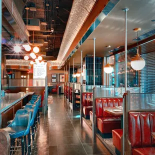 The dining room is warm and comfortable, with an upscale, vintage inspired atmosphere.