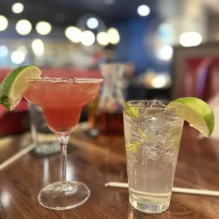 Raspberry margarita and Mojito