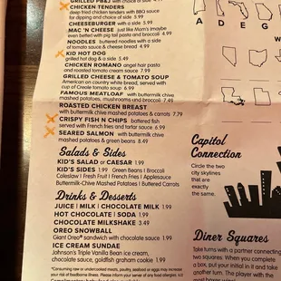 Kids menu